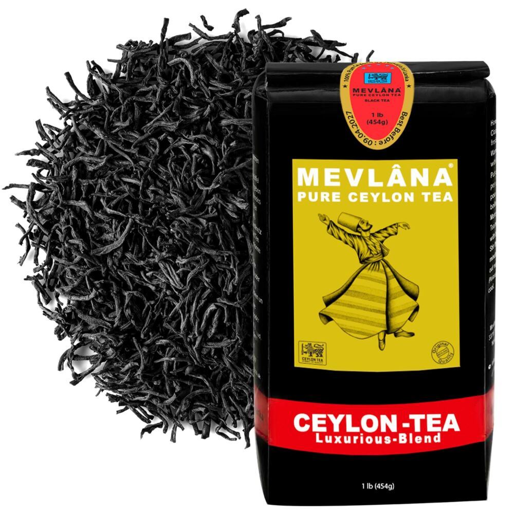 Mevlana – Pure Ceylon Loose Leaf Tea, Premium Black Tea Leaves, Sri Lankan Blend, OP 1 Grade, 1lb 454g